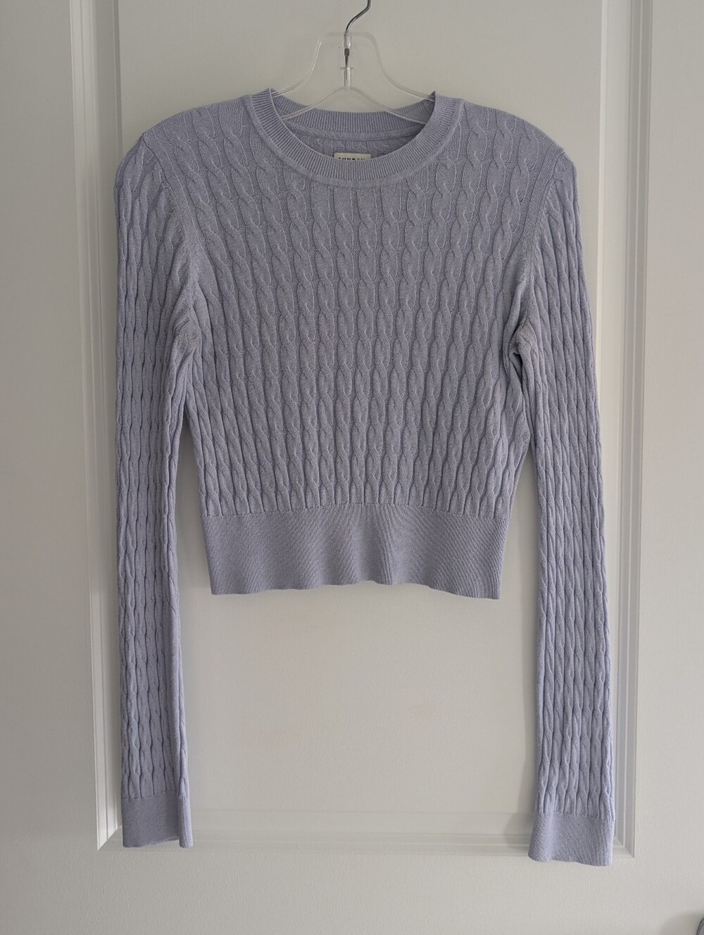 Aritzia Sunday Best Lavender Cable Knit Cropped Sweater